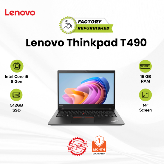 Picture of Lenovo ThinkPad T490 Core i5 8 Gen 16GB 512GB Refurbished B+ 1 Month