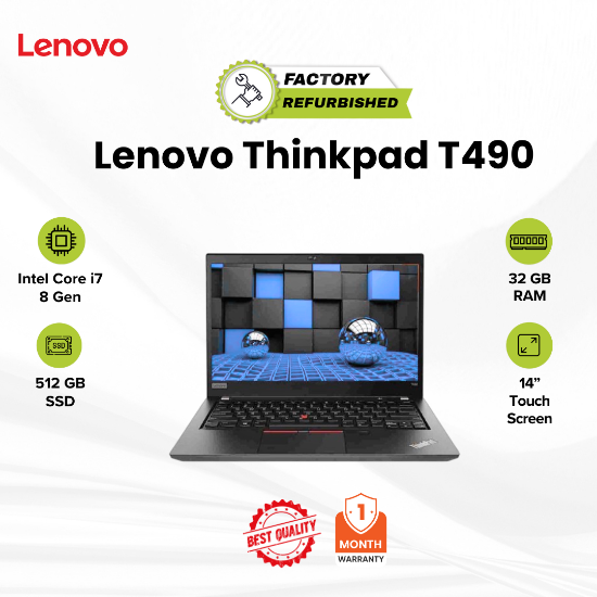 Picture of Lenovo ThinkPad T490 Core i7 8 Gen 32GB 512GB Refurbished A 1 Year