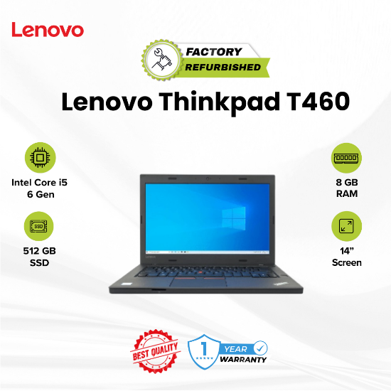 Picture of Lenovo ThinkPad T460 Core i5 6 Gen 8GB 512GB Refurbished A 1 Year