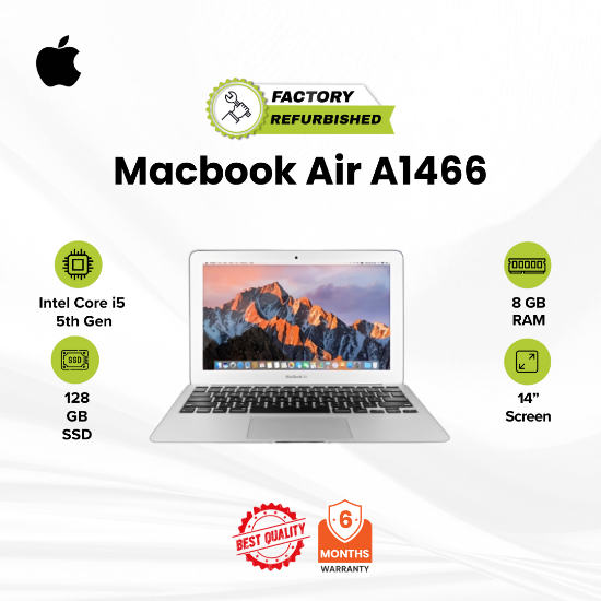 Picture of MacBook Air A1466 Core i5 5 Gen 8GB 512GB Refurbished Silver 6 Months