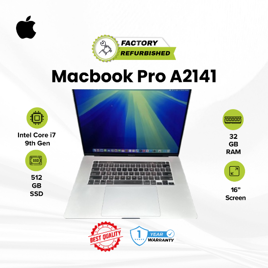 Picture of MacBook Pro A2141 Core i7 9 Gen 32GB 512GB Refurbished Grey 1 Year