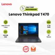 Picture of Lenovo ThinkPad T470 Notebook Core i5 7 Gen 7300U 16GB 256GB Touch Refurbished Pitch Black 14" 6 Months