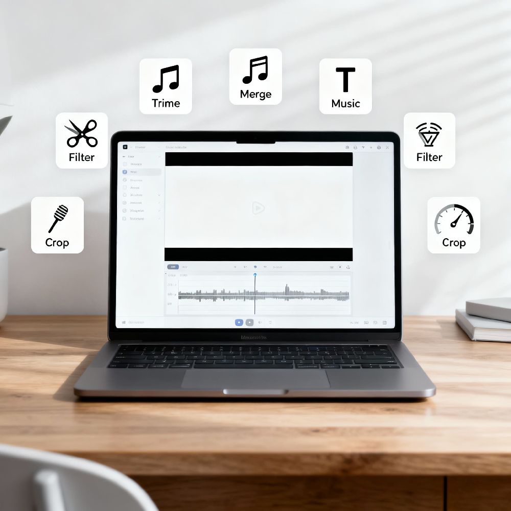 Light video editing workspace illustration